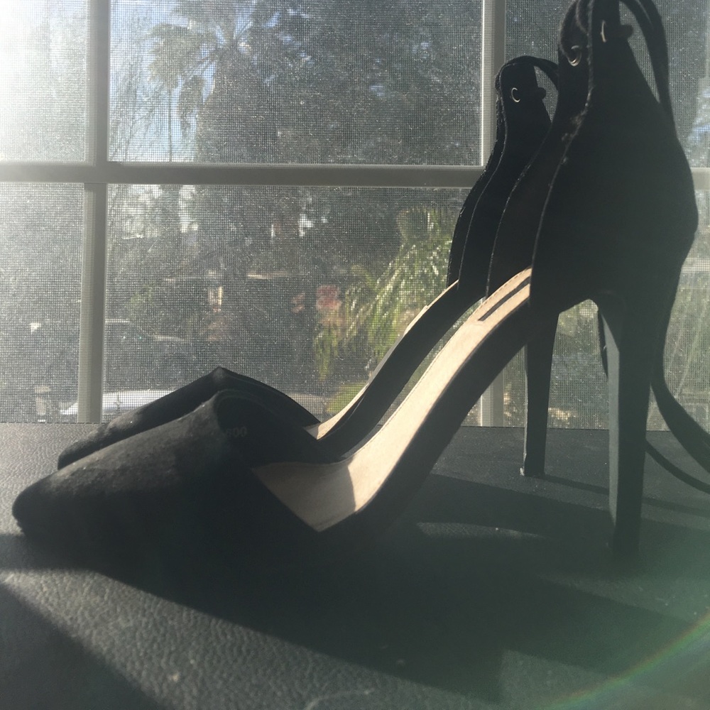Black laced up heels